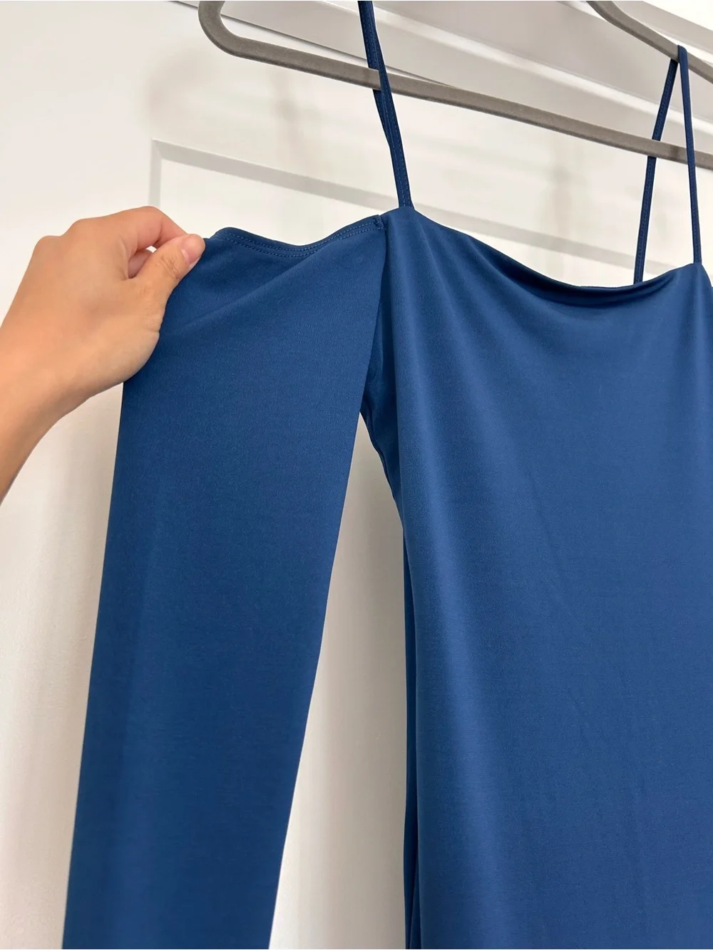 Abercrombie & Fitch Deep Blue Maxi Slip Dress with Double Spaghetti Straps